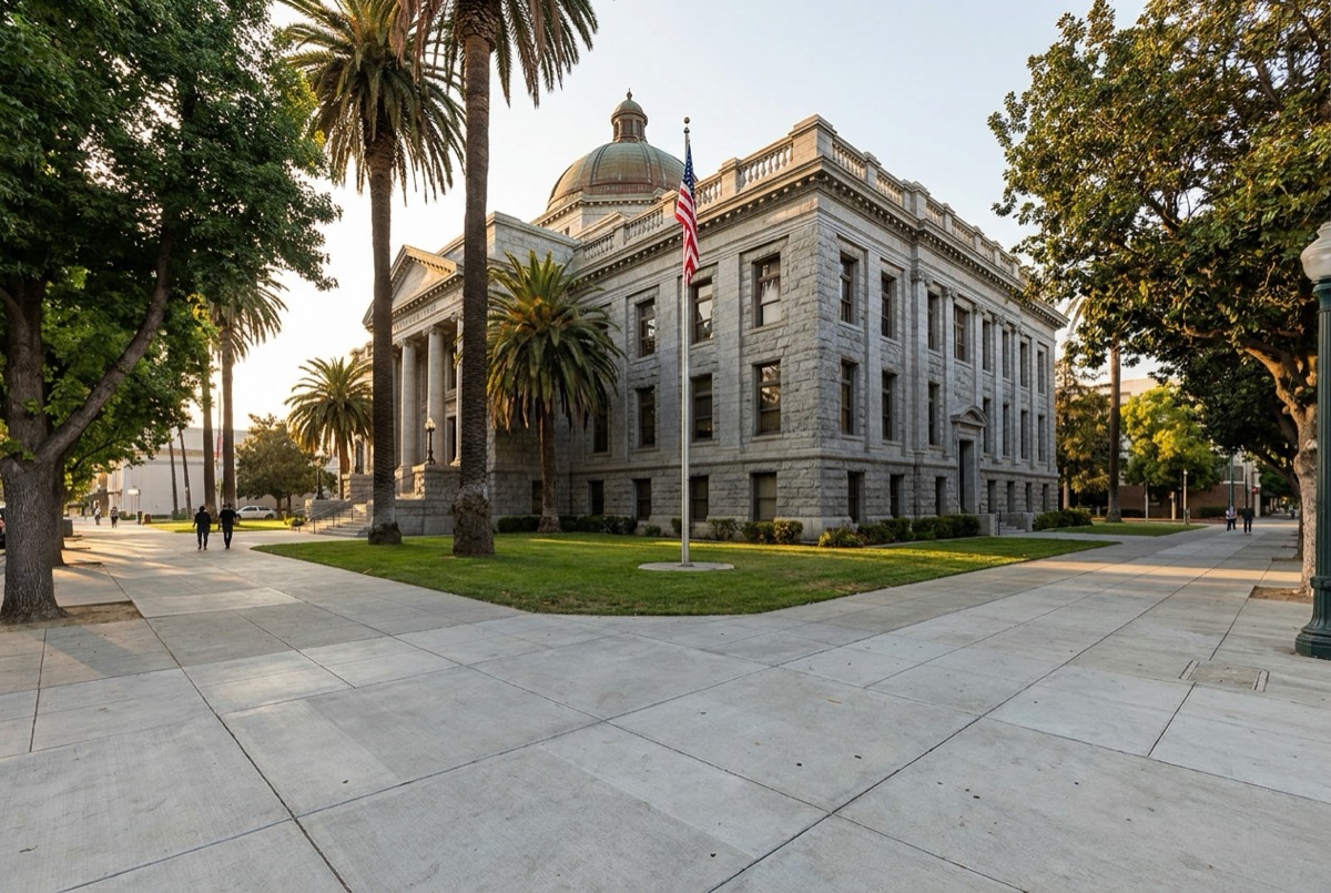 Structured settlement transfer court venue in Los Angeles, California - illustrative courthouse view
