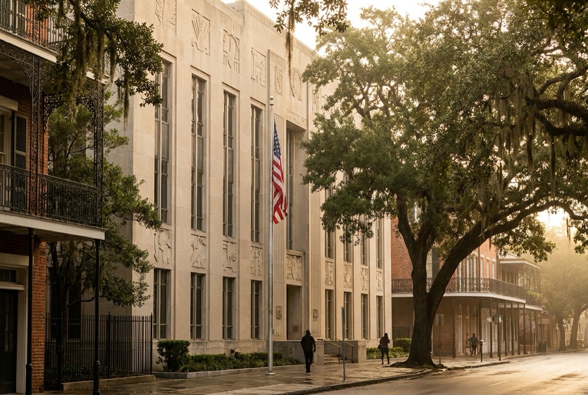 Structured settlement transfer court venue in New Orleans, Louisiana - illustrative courthouse view