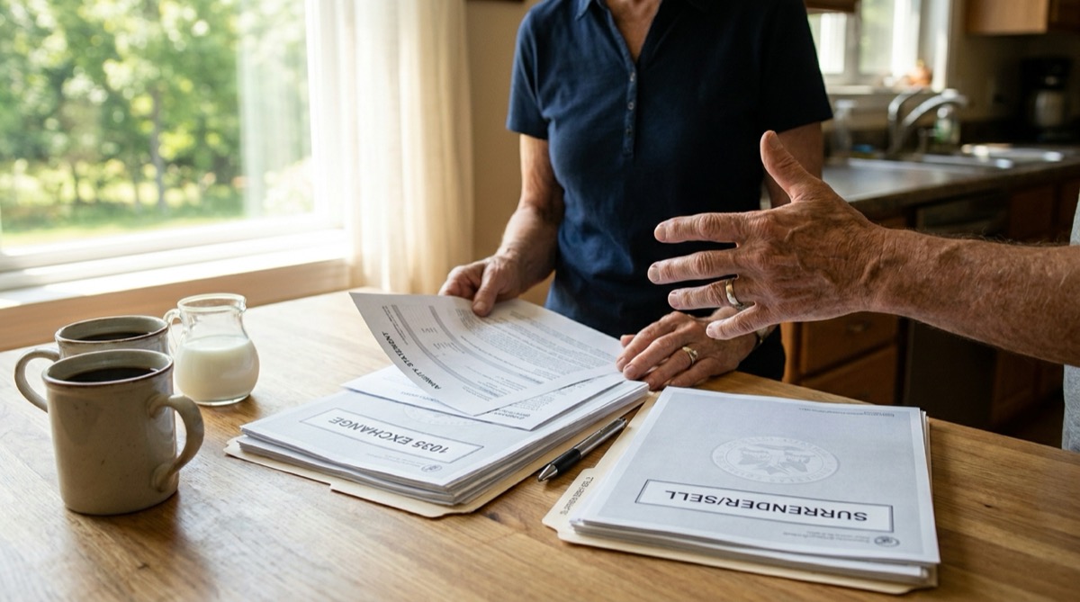 1035 exchange vs selling - reviewing an annuity statement at home