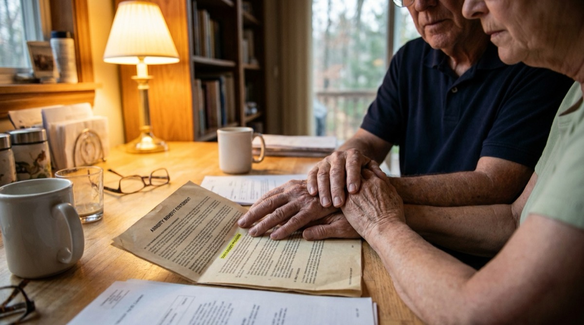 annuity death benefit - reviewing an annuity statement at home