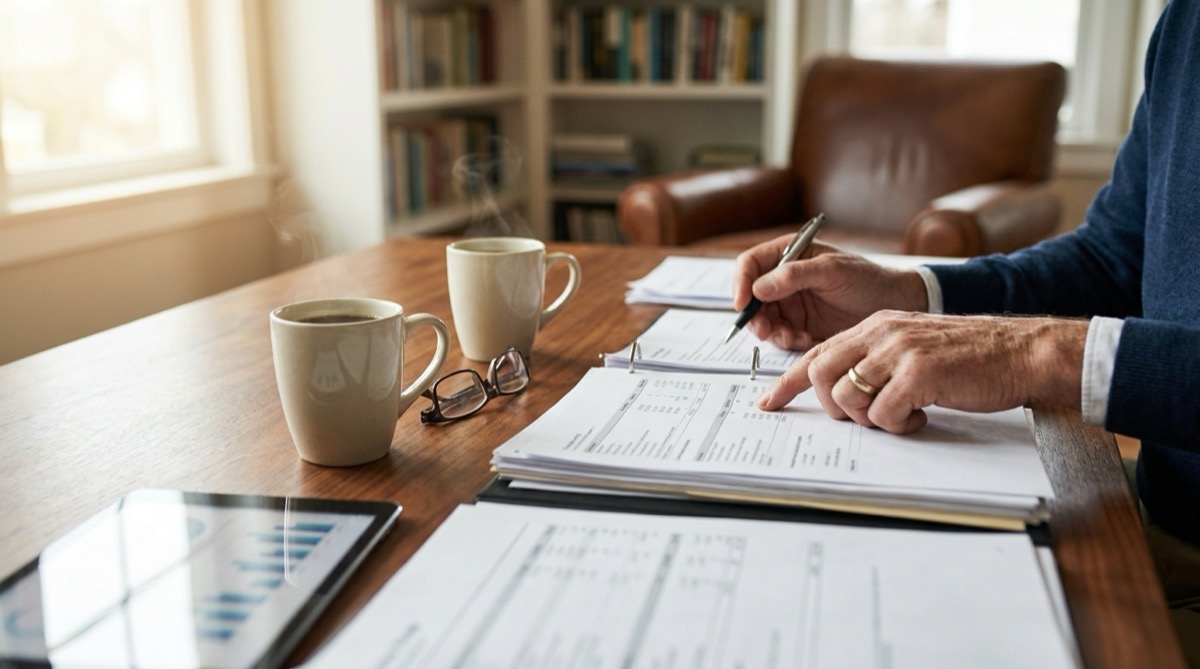 annuity payout options - reviewing an annuity statement at home