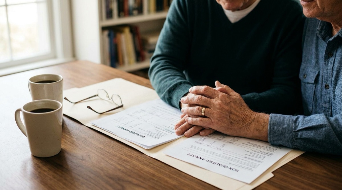 qualified vs non qualified annuity - reviewing an annuity statement at home