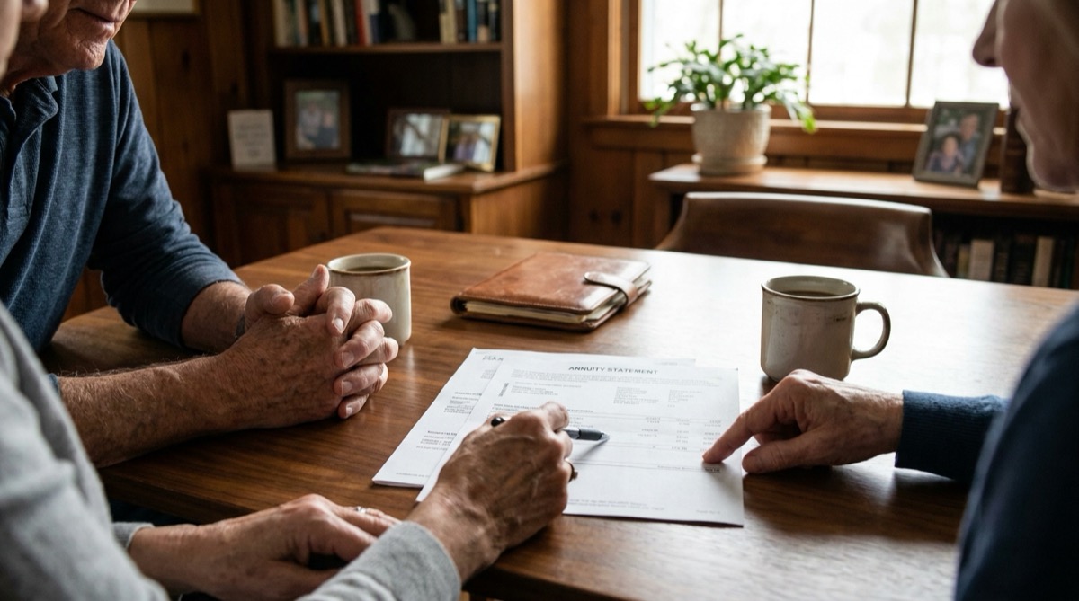selling an inherited annuity - reviewing an annuity statement at home