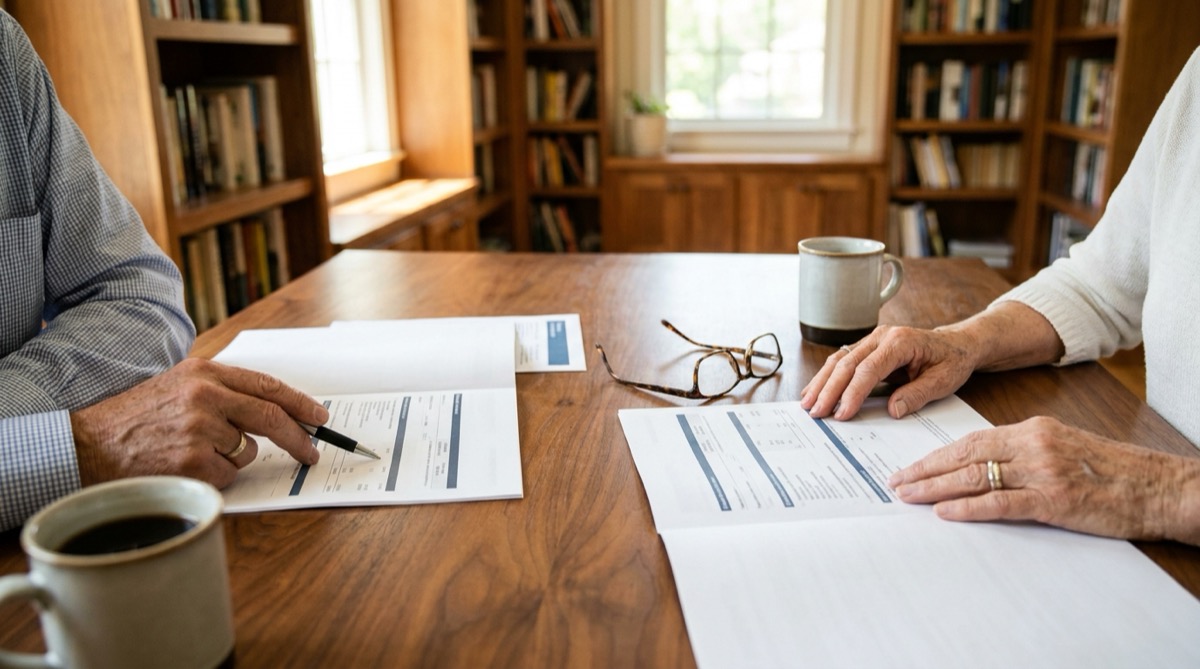 surrender vs selling annuity - reviewing an annuity statement at home