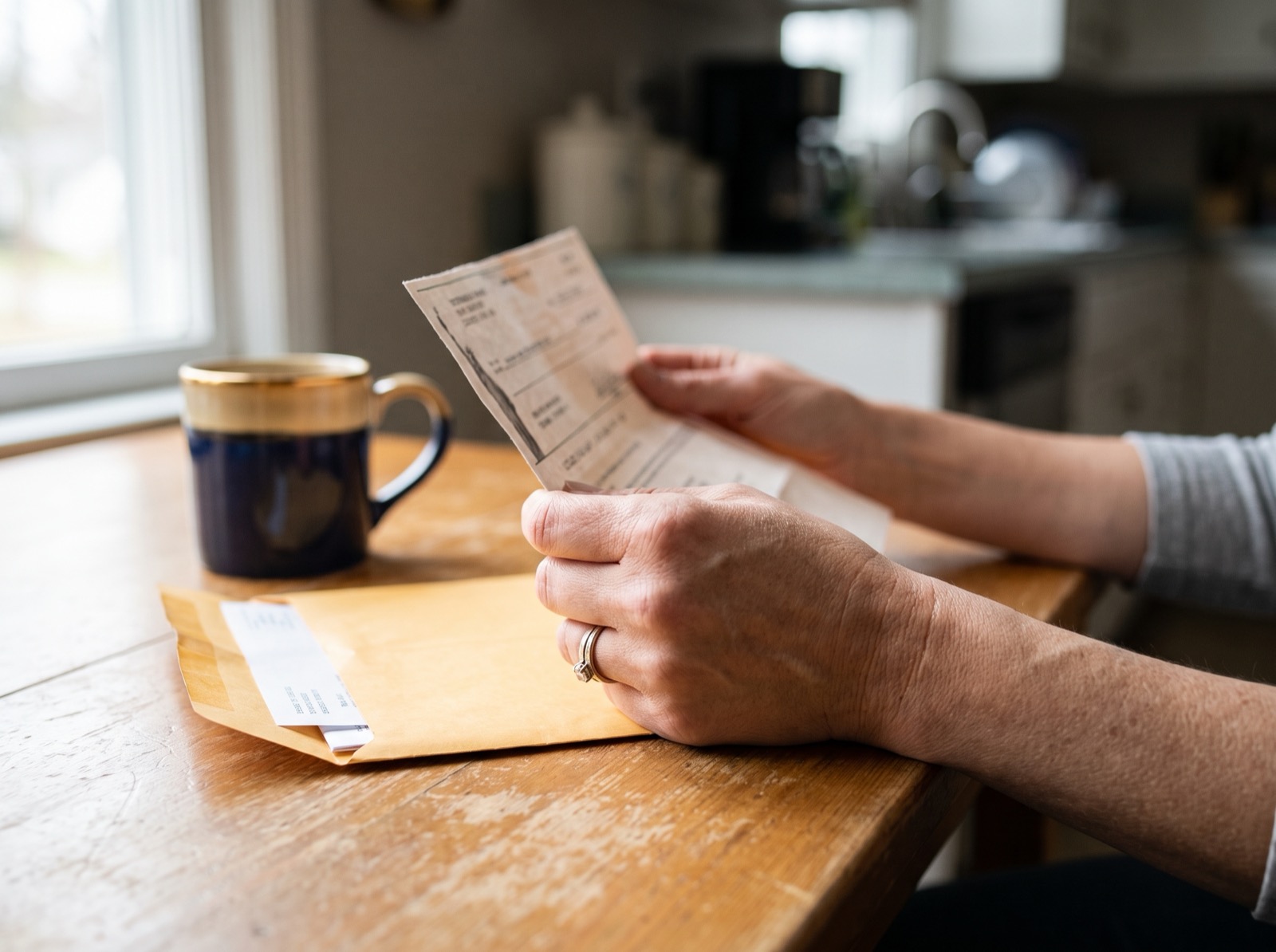 Close-up of a settlement lump sum check